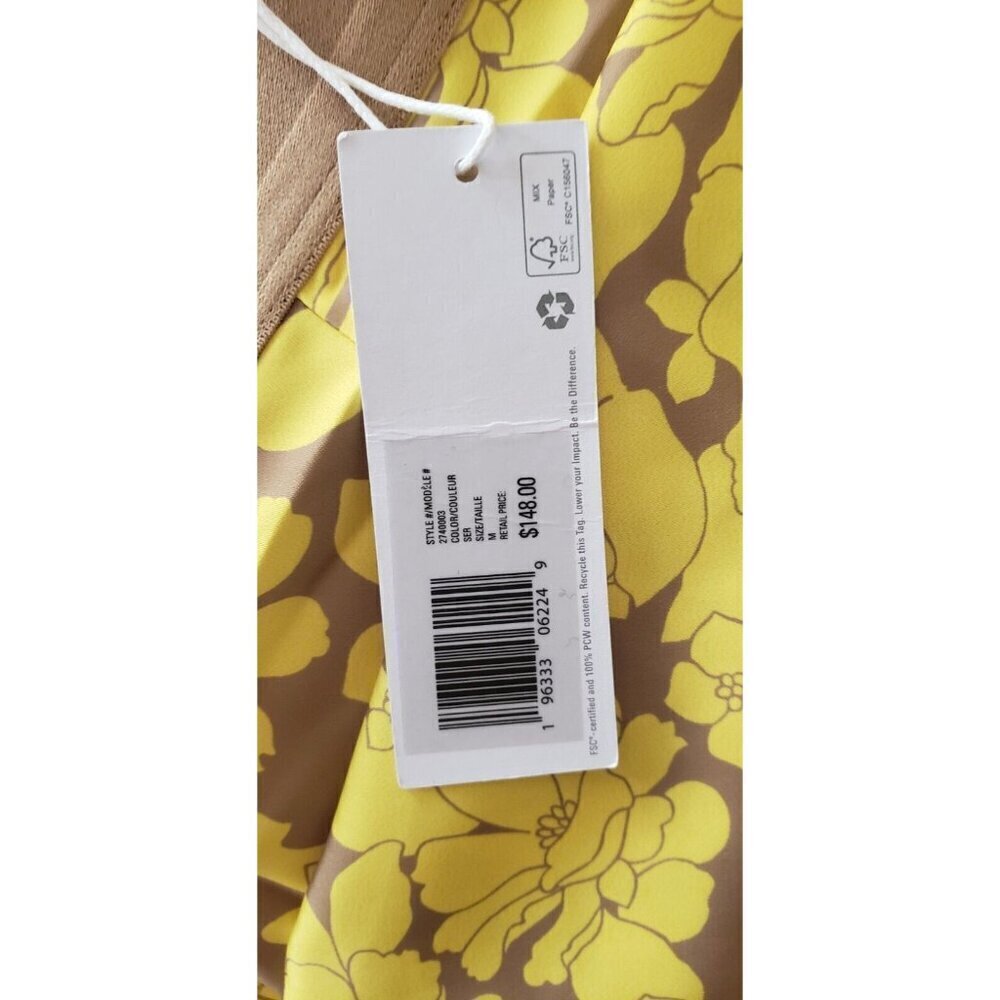 NWT OUTERKNOWN GRAY YELLOW FLOWER SILK SKIRT MEDIUM - Picture 5 of 7